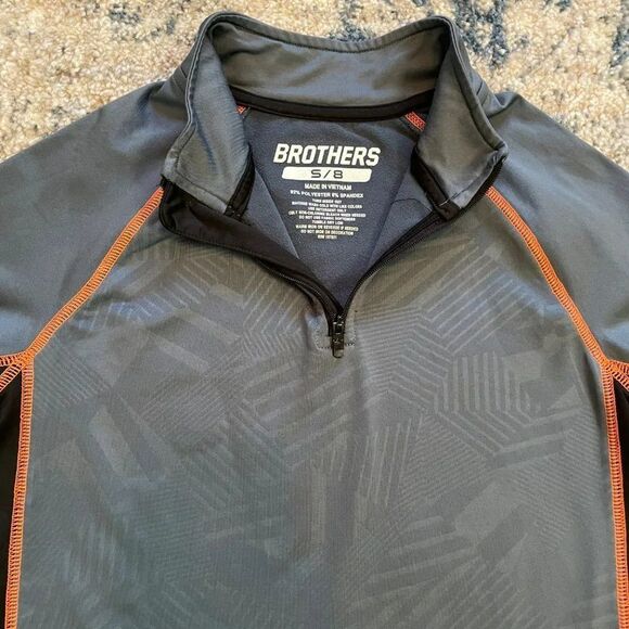 Brothers | Warm Gear Gray Black Orange 1/4 Zip Pullover Youth Small 8 Athletic - Picture 3 of 9